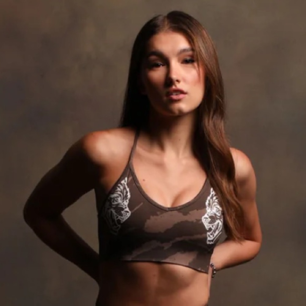 Darc Sport She DUAL EVERSON SEAMLESS SPORTS BRA MOJAVE BROWN NATIVE CAMO- SMALL - Picture 5 of 6